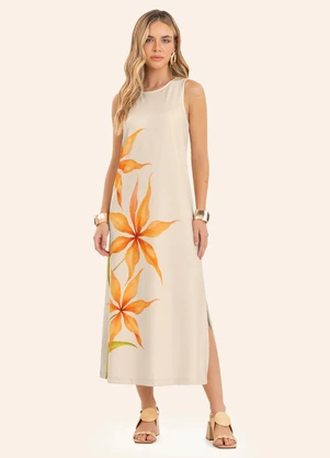 Endless - Vestido Feminino Midi Reto Bege - ENDLESS