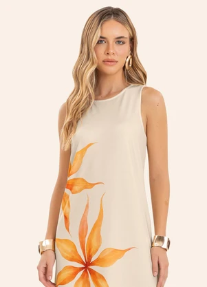 Endless - Vestido Feminino Midi Reto Bege - ENDLESS