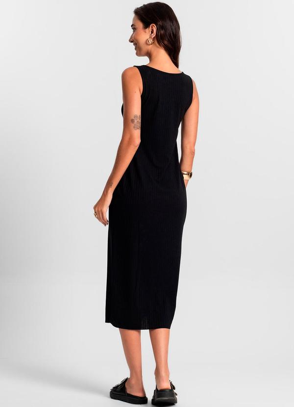Rovitex - Vestido Feminino Midi Ribana Nobre Preto 2