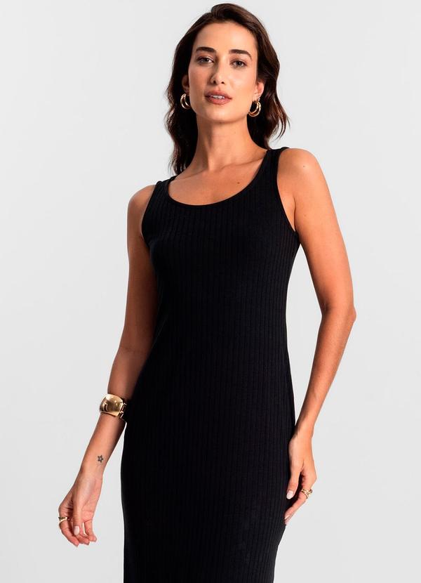Rovitex - Vestido Feminino Midi Ribana Nobre Preto 3