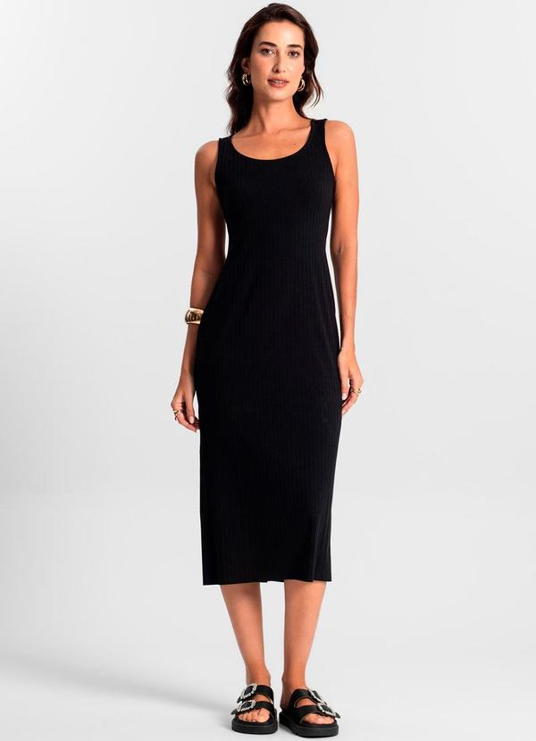 Rovitex - Vestido Feminino Midi Ribana Nobre Preto 4