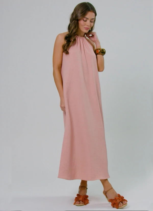 Dianna - Vestido Feminino Midi Rosa