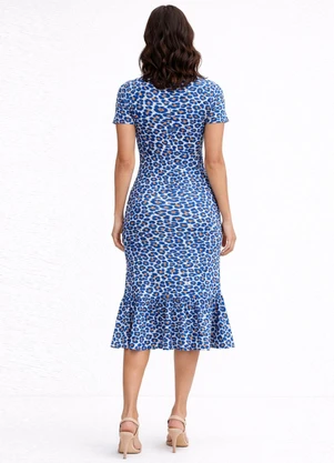 Select - Vestido Feminino Midi Slim em Suplex Azul - SELECT