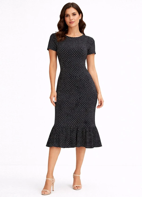 Select - Vestido Feminino Midi Slim em Suplex Preto