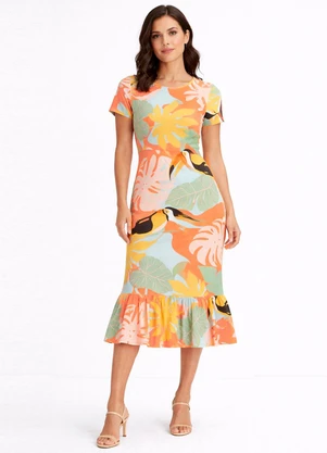 Select - Vestido Feminino Midi Slim em Suplex Rosa - SELECT