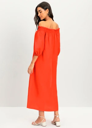 Essendi - Vestido Feminino Midi Texturizado Vermelho - ESSENDI