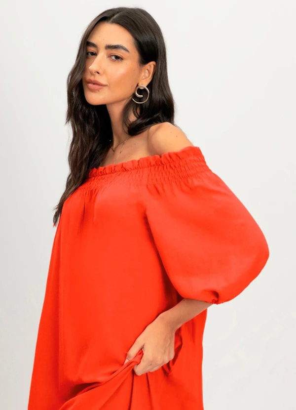 Essendi - Vestido Feminino Midi Texturizado Vermelho 3