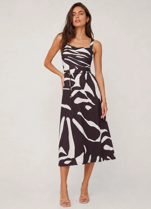 Infinita Cor - Vestido Feminino Midi Visco Premiere Marrom