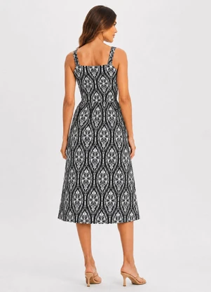 Infinita Cor - Vestido Feminino Midi Visco Premiere Preto - INFINITA COR