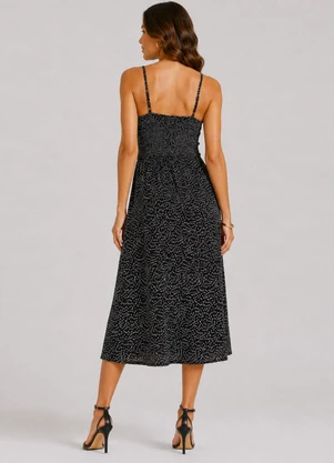 Infinita Cor - Vestido Feminino Midi Visco Premiere Preto - INFINITA COR