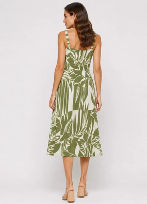 Infinita Cor - Vestido Feminino Midi Visco Premiere Verde - INFINITA COR