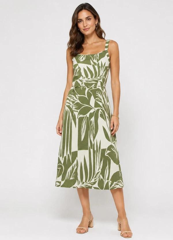 Infinita Cor - Vestido Feminino Midi Visco Premiere Verde