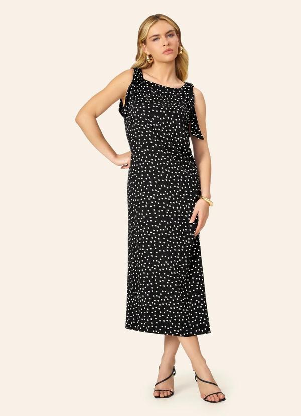 Endless - Vestido Feminino Midi Viscose Acetinada Preto