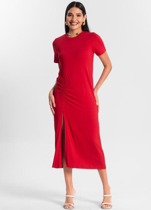 Rovitex - Vestido Feminino Molecotton Midi Vermelho