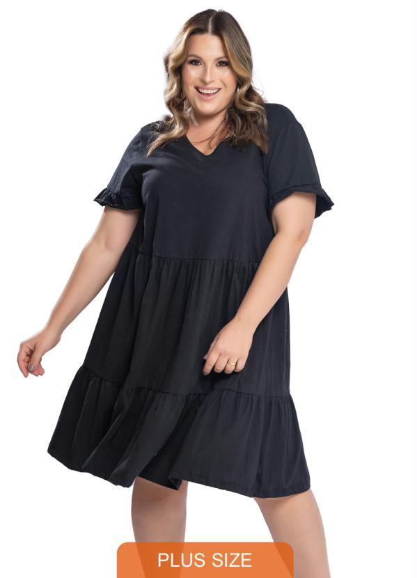Miss Masy Plus - Vestido Feminino Plus Size Erika Preto