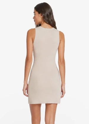 Minty - Vestido Feminino Ribana Canelada Justo Bege - MINTY