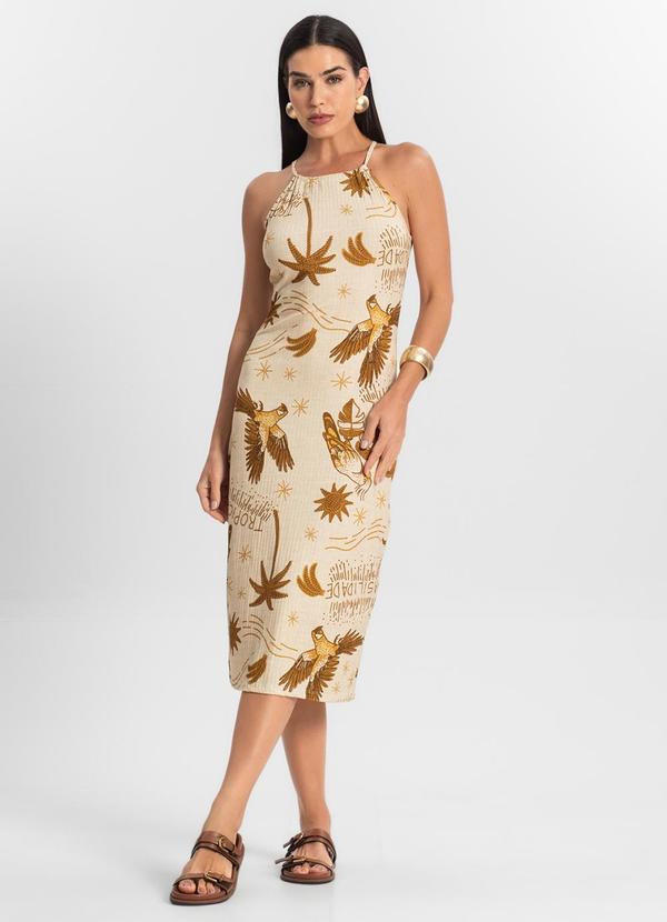 Select - Vestido Feminino Ribana Canelada Marrom