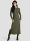 Dianna - Vestido Feminino Super Midi Canelado Marrom - variação: Verde