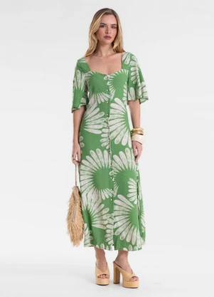 Endless - Vestido Feminino Super Midi Estampado Verde - ENDLESS