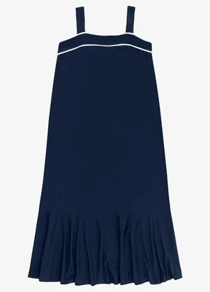 Endless - Vestido Feminino Super Midi Evasê Liso Azul - ENDLESS