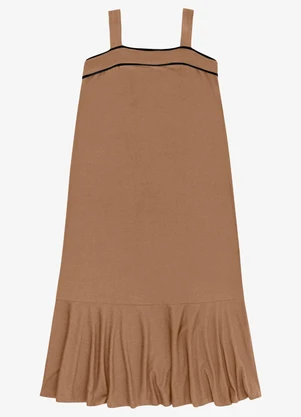 Endless - Vestido Feminino Super Midi Evasê Liso Marrom - ENDLESS