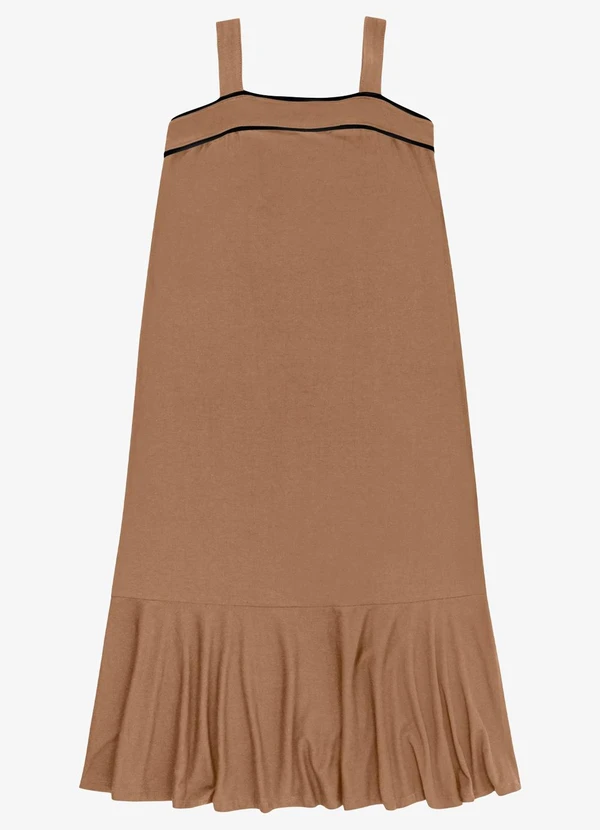 Endless - Vestido Feminino Super Midi Evasê Liso Marrom