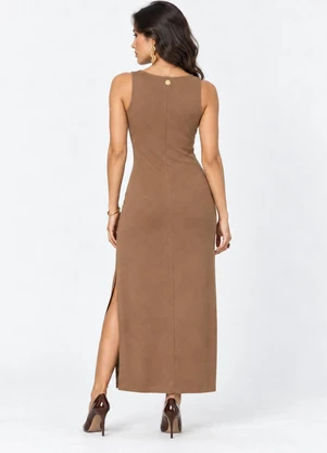 Endless - Vestido Feminino Super Midi Visco Marrom - ENDLESS