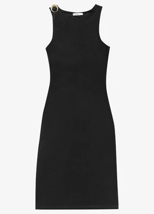 Endless - Vestido Feminino Super Midi Visco Preto - ENDLESS