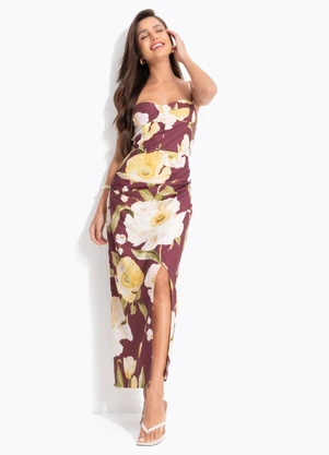 Farm - Vestido Fenda Floral Lola Roxo - FARM