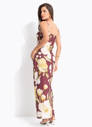 Farm - Vestido Fenda Floral Lola Roxo - FARM