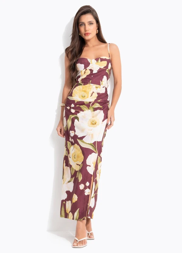 Farm - Vestido Fenda Floral Lola Roxo 3