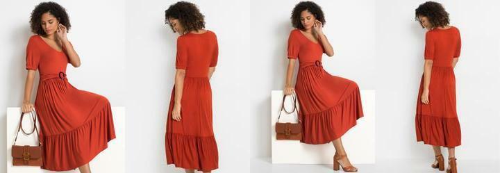 Vestido Ferrugem em Malha de Viscose