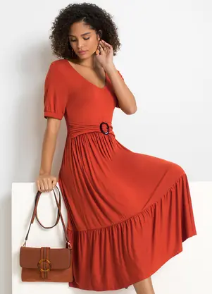 bonprix - Vestido Ferrugem em Malha de Viscose - BONPRIX
