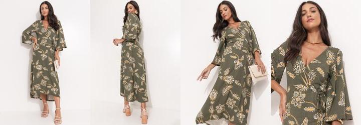 Vestido Floral Abstrato em Malha de Viscose