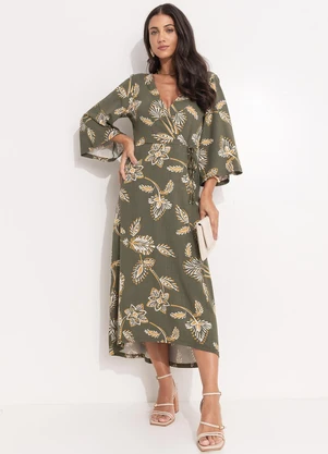 Quintess - Vestido Floral Abstrato em Malha de Viscose - QUINTESS