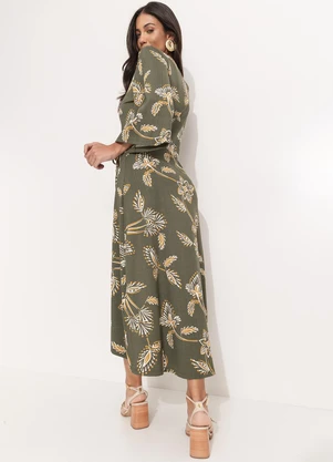 Quintess - Vestido Floral Abstrato em Malha de Viscose - QUINTESS