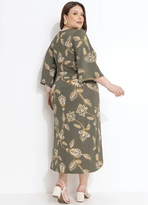 Quintess - Vestido Floral Abstrato em Malha de Viscose - QUINTESS