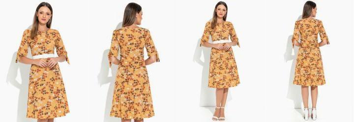 Vestido Floral Amarelo com Manga