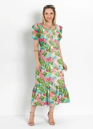 Rosalie - Vestido Floral AmareloDe Babado - ROSALIE