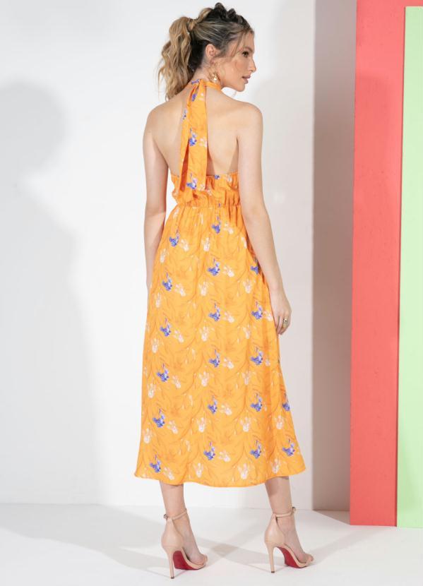 Outlet - Vestido Floral Amarelo Frente Única 2