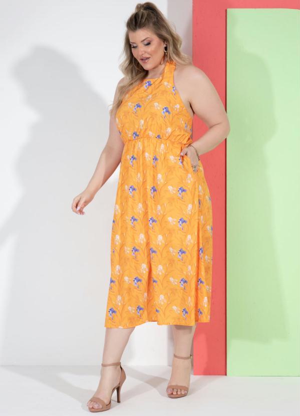 Outlet - Vestido Floral Amarelo Frente Única 5