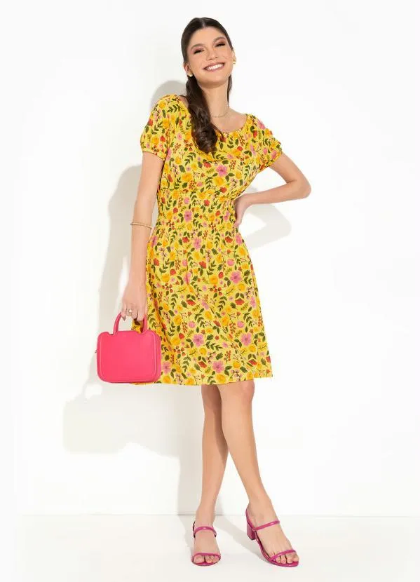 Rosalie - Vestido Floral Amarelo Lástex 4