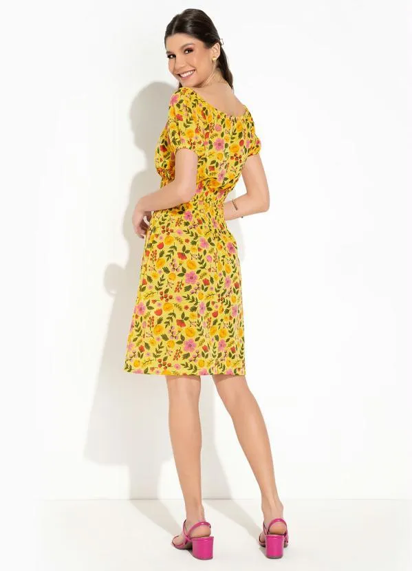 Rosalie - Vestido Floral Amarelo Lástex 5