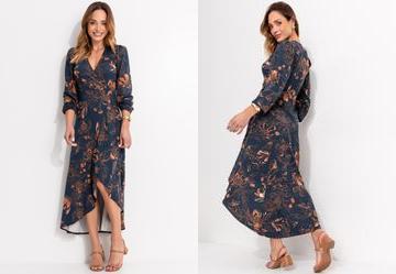 Vestido Floral Artstico em Malha de Viscose