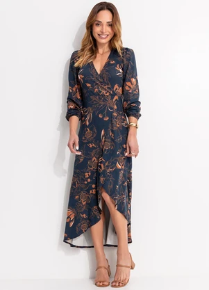 Quintess - Vestido Floral Artístico em Malha de Viscose - QUINTESS