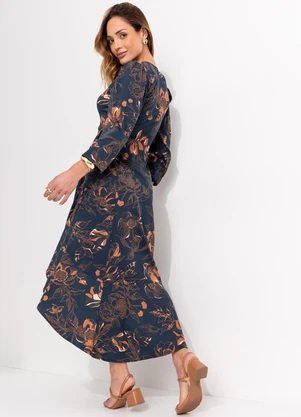 Quintess - Vestido Floral Artístico em Malha de Viscose - QUINTESS