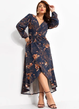 Quintess - Vestido Floral Artístico em Malha de Viscose - QUINTESS