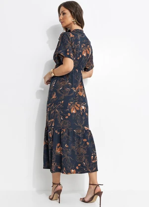 Quintess - Vestido Floral Artístico em Malha de Viscose - QUINTESS