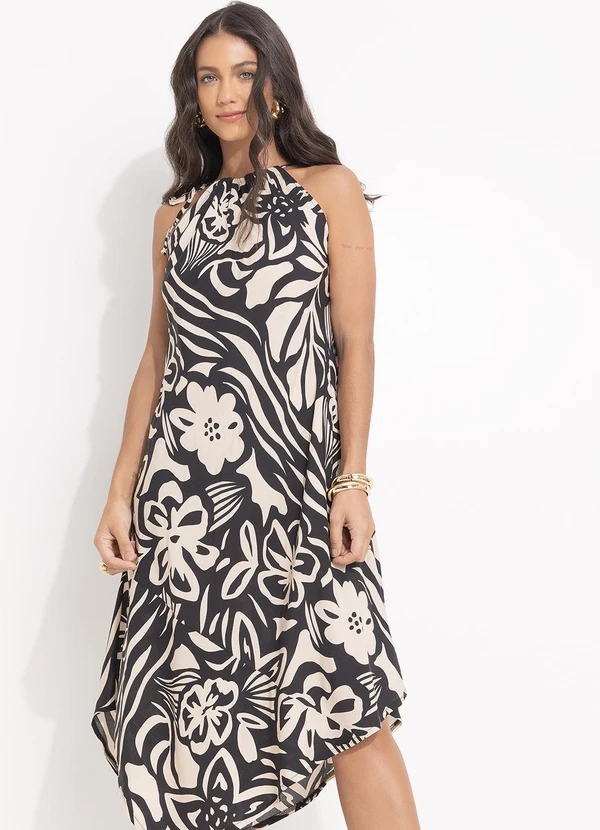 Quintess - Vestido Floral Artístico em Viscose Plana 2
