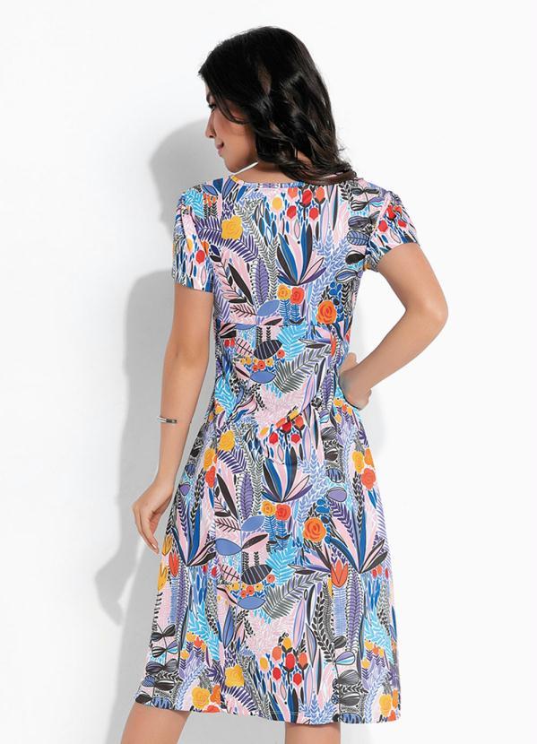 Rosalie - Vestido Floral Azul Amplo Moda Evangélica 2